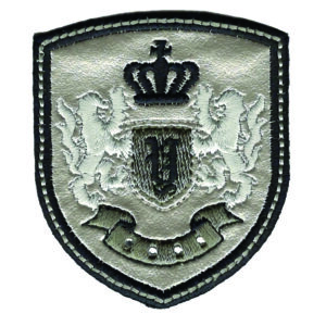 Crest Shield Patch with Letter Y – 2 3/16" Tall Embroidered Iron-On Emblem – Silver & Black Heraldic Insignia