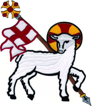 Agnus Dei Lamb of God Embroidered Iron-On Patch – 10″ Tall